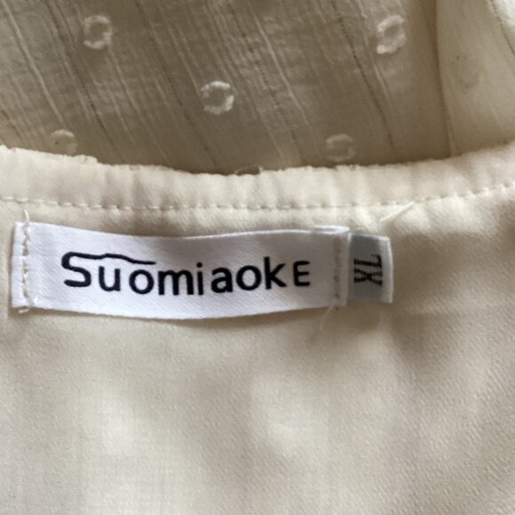 Suomiaoke Women's Blouse Ruffles Feminine Cream Lace Office Business Clothes - Picture 10 of 10